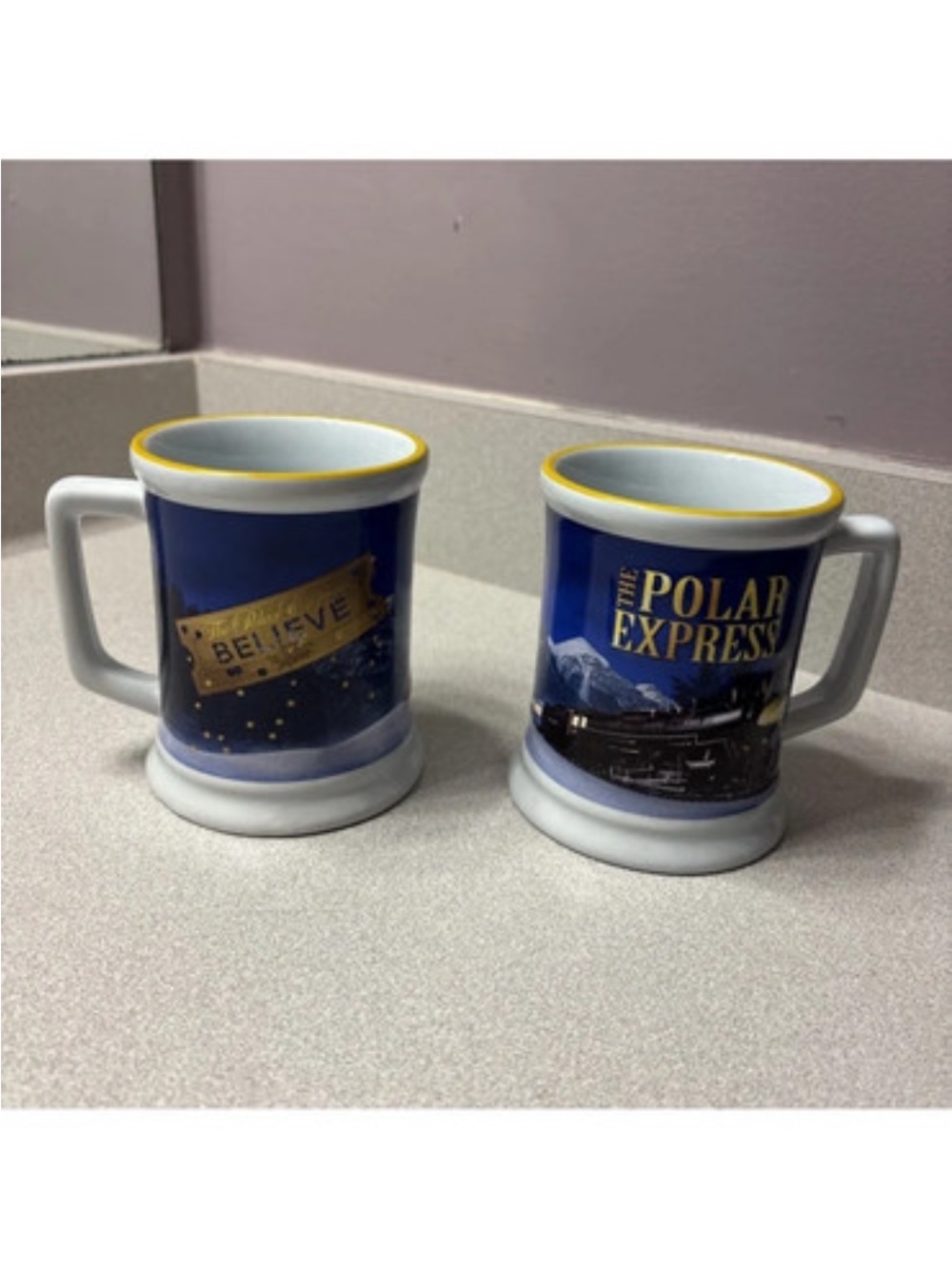Polar Express ‘Believe’ Ceramic Mugs (2) Blue
